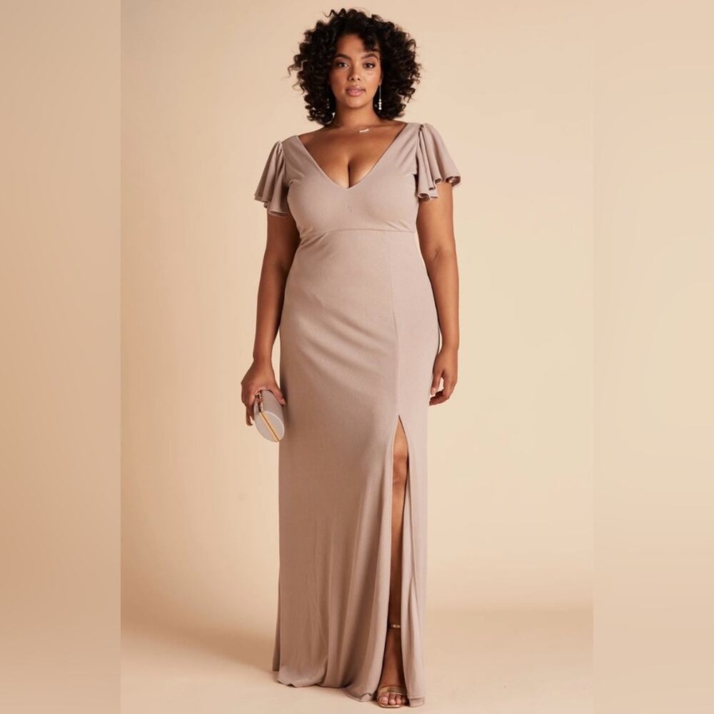 NWT New Birdy Grey Hannah Flutter Sleeve Dress in Taupe Size 2X